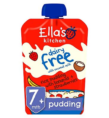 Ella's Kitchen Organic Dairy Free Rice Pudding with Bananas and Strawberries Baby Food Pouch 7+ Mont