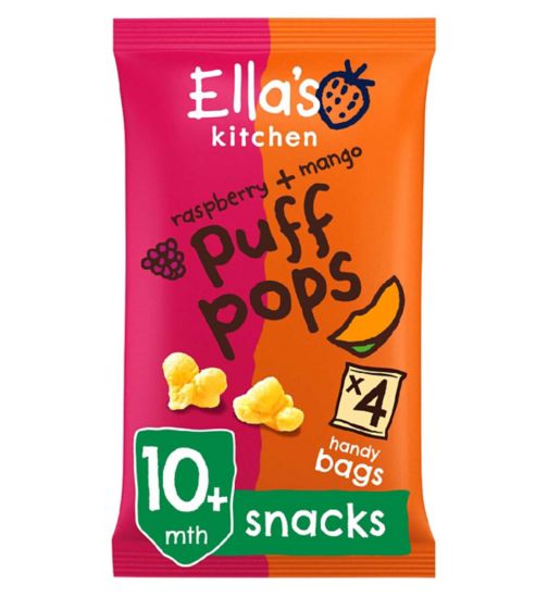 Ella's Kitchen Organic Raspberry and Mango Puff Pops Multipack Baby Snack 10+ Months 4x9g