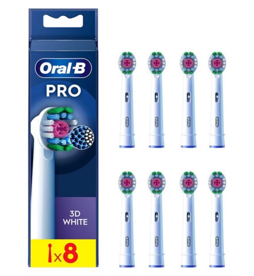 Oral-B 3D White Toothbrush Head with CleanMaximiser Technology, 8 Pack