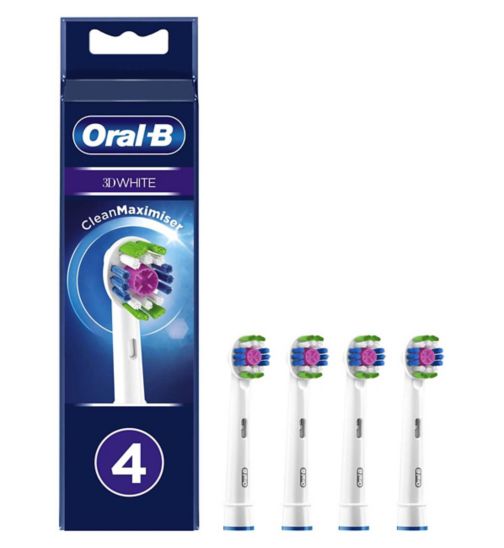 Oral-B 3D White Toothbrush Head with CleanMaximiser Technology, 4 Pack