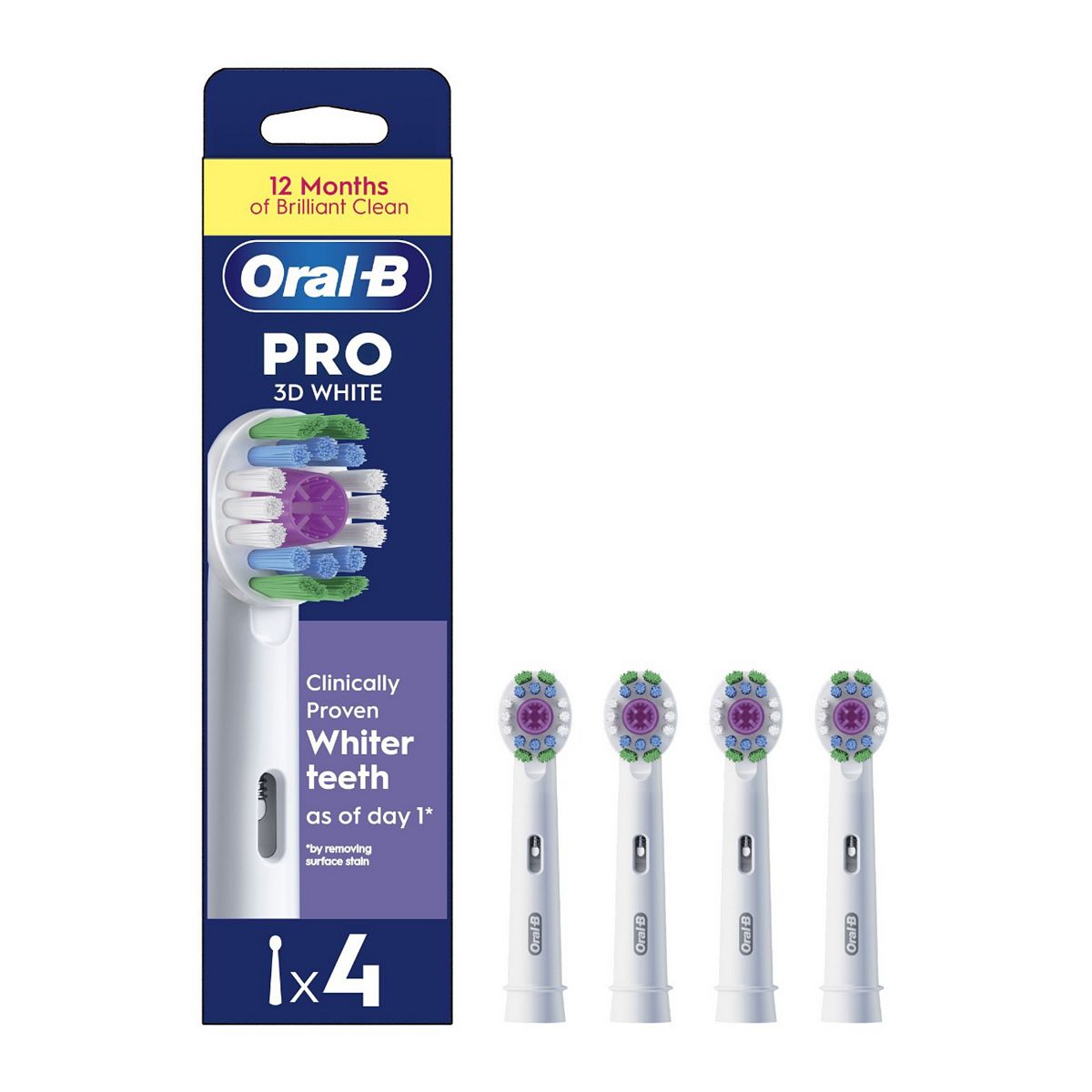 Oral B Oral-B Pro 3D White Toothbrush Heads 4 Pack