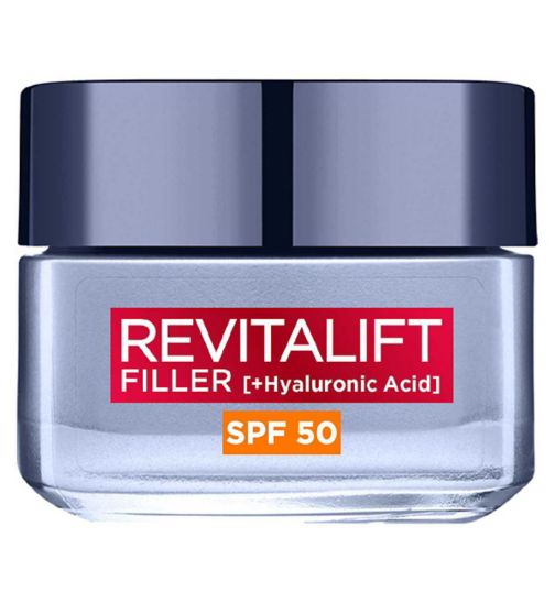 L'Oreal Paris Revitalift Filler + Hyaluronic Acid Anti Ageing Anti-Wrinkle SPF 50 Replumping Day Cream 50ml