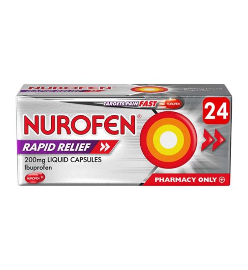 Nurofen Rapid Relief 200mg Liquid Ibuprofen 24 Capsules