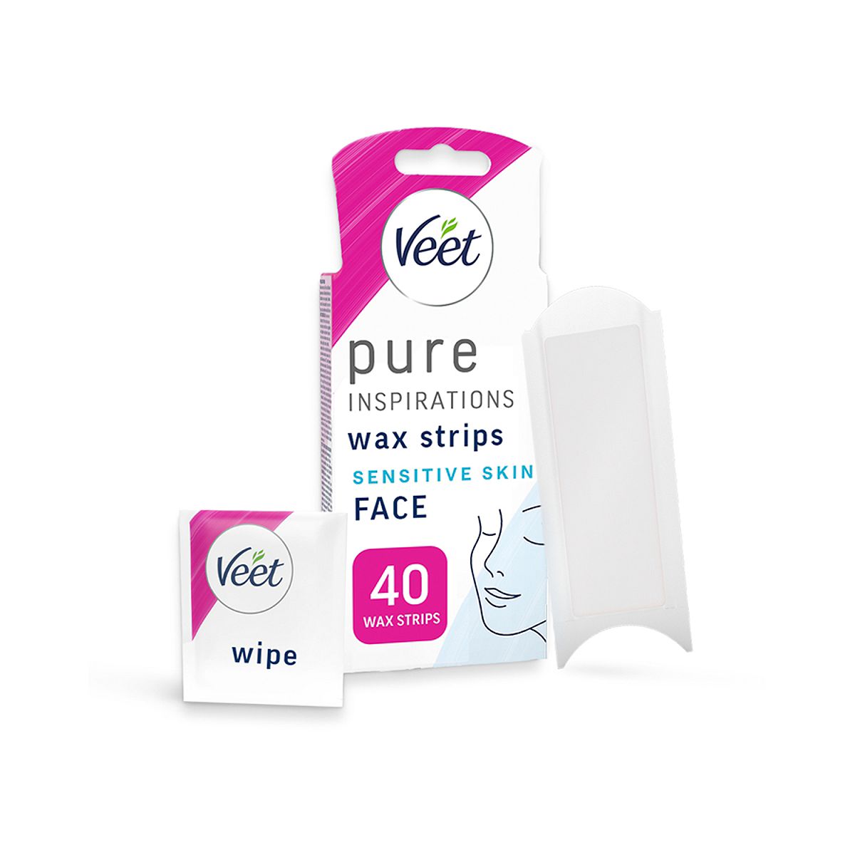 Veet Pure Inspirations Wax Strips For Face Sensitive Skin - 40S