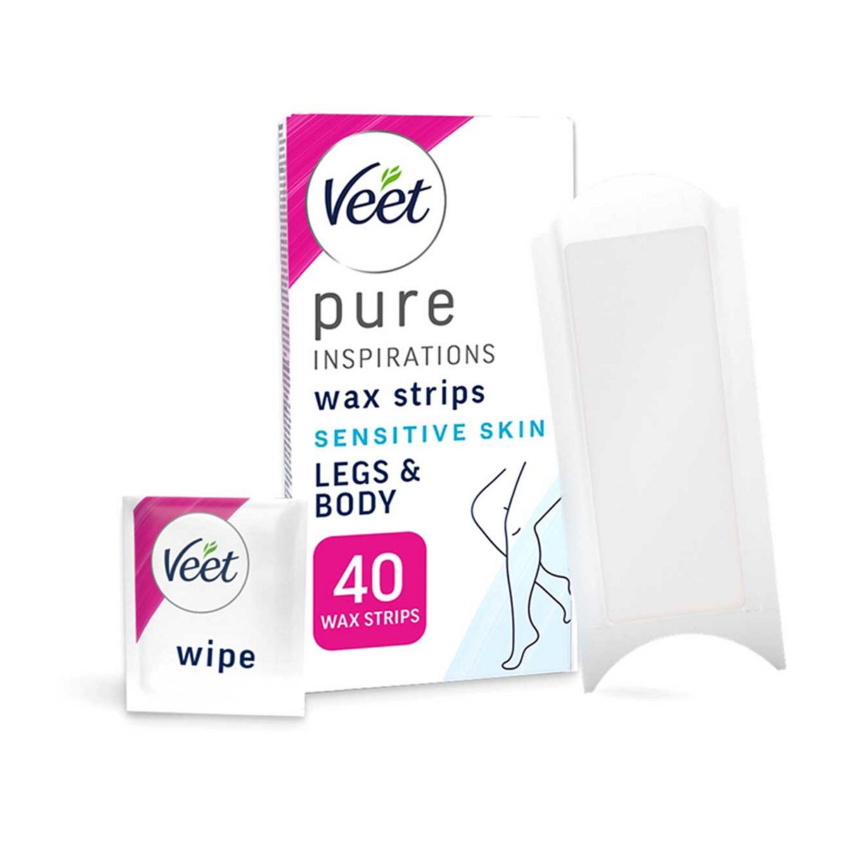 Veet Pure Cold Wax Strips Legs & Body For Sensitive Skin - 40S
