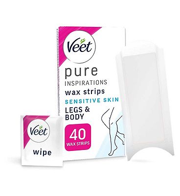 Veet Pure Cold Wax Strips Legs & Body For Sensitive Skin - 40s