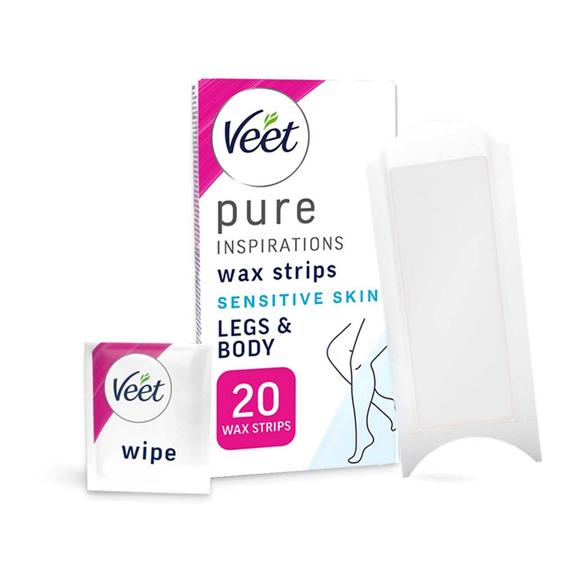 Veet Pure Cold Wax Strips Legs & Body For Sensitive Skin - 20S