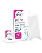Veet Pure Cold Wax Strips Legs & Body For Sensitive Skin - 20s