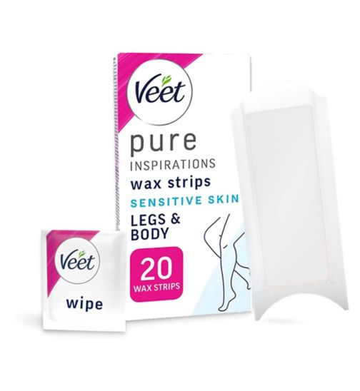 Veet Pure Cold Wax Strips Legs & Body For Sensitive Skin - 20s