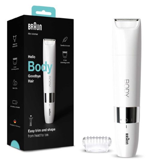 Braun Body Mini Trimmer BS1000, Electric Body Hair Removal for Women and Men
