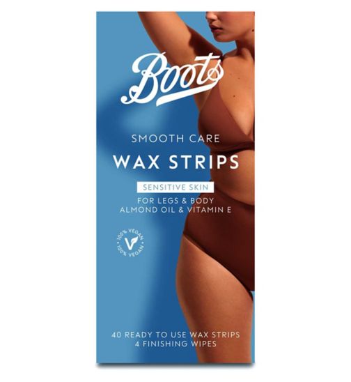 Boots Smooth Care Wax Strips Sensitive 40pk + Perfect Finishing Wipes 4pk