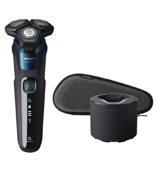 Philips Series 5000 Wet & Dry Electric Shaver with Cleaning Pod and Pouch, Electric Blue - S5579/50