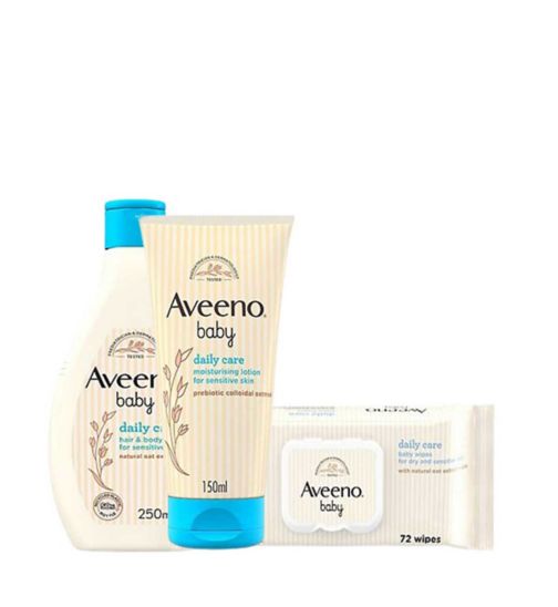 AVEENO® Baby Daily Care Hair and Body Wash, 250ml;AVEENO® Baby Daily Care Wipes, Single Pack = 72 Wipes;Aveeno Baby Daily Care Moisturising Lotion 150ml;Aveeno Baby Essentials Bundle;Aveeno® Baby  Baby Moisturising Lotion 150ml;Aveeno® Baby Hair & Bodywash 250ml;Aveeno® Baby Wipes 72 Wipes