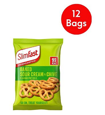 SlimFast Baked Sour Cream & Chive Flavour Pretzels bundle - 12 pack