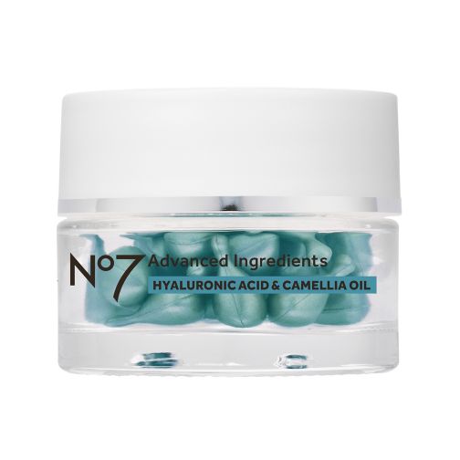 No7 Advanced Ingredients HYALURONIC ACID & CAMELLIA OIL Facial Capsules 30s