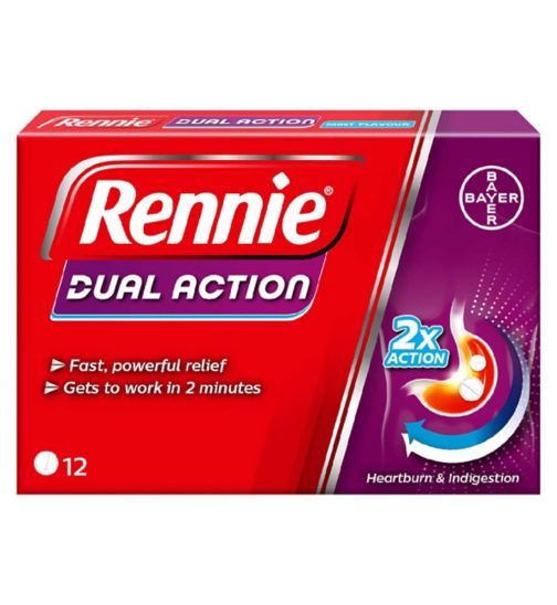 Rennie Dual Action Mint Chewable Tablets - 12 Tablets