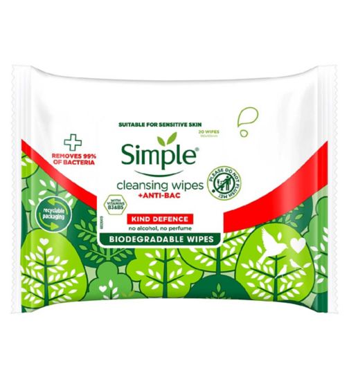 Simple Kind Defence Antibacterial Cleansing Wipes