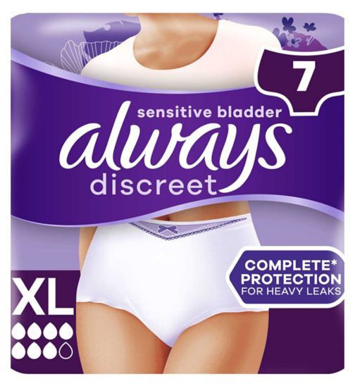 Always Discreet Underwear Incontinence Pants Plus Extra Large (XL) x 7