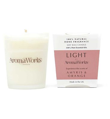 AromaWorks London Light Range - Amyris & Orange 10cl Candle