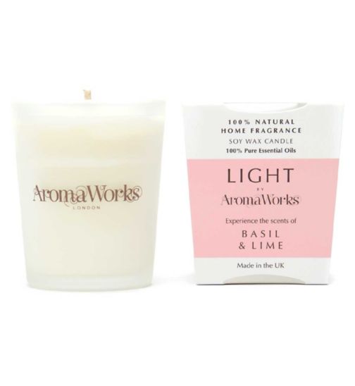 AromaWorks London Light Range - Basil & Lime 10cl Candle