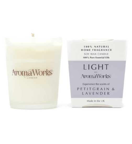 AromaWorks London Light Range - Petitgrain & Lavender 10cl Candle
