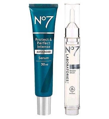 No7 LABORATORIES Line Correcting Booster Serum & Protect & Perfect Intense ADVANCED Serum 30ml Bundl