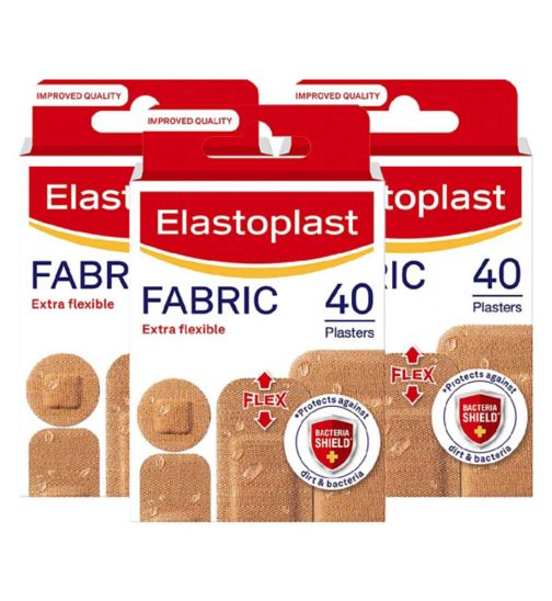 Elastoplast Fabric Plasters 40 x 3 Bundle;Elastoplast Fabric Plasters 40s;Elastoplast Fabric Plasters, Assorted 40 Pack