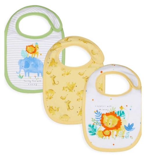 Mothercare Sleepy Safari Newborn Bibs - 3 pack