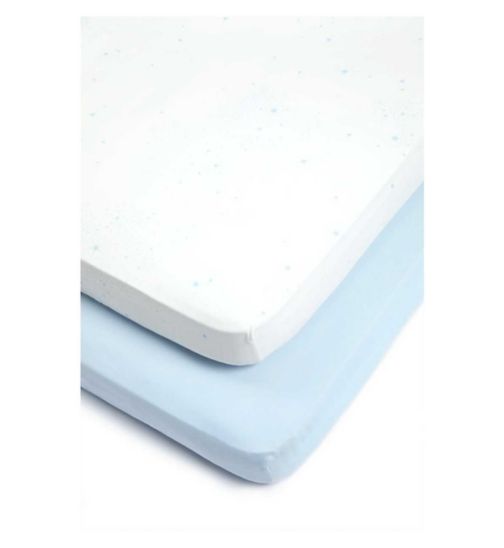 Mothercare Blue Fitted Cot Bed Sheets - 2 pack