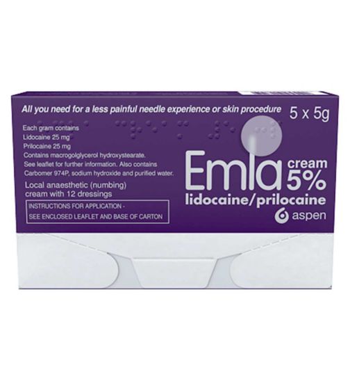 EMLA Cream 5% - 5 x 5g Cream with 12 Dressings