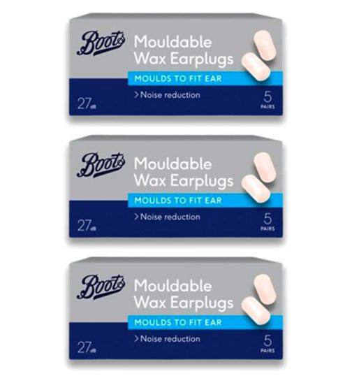 Boots Mouldable Wax Earplugs - 5 Pairs;Boots Muffle Wax Earplugs (5 Pairs) x 3 Bundle;Boots Muffles Wax Earplugs 5 Pairs Ear Plugs