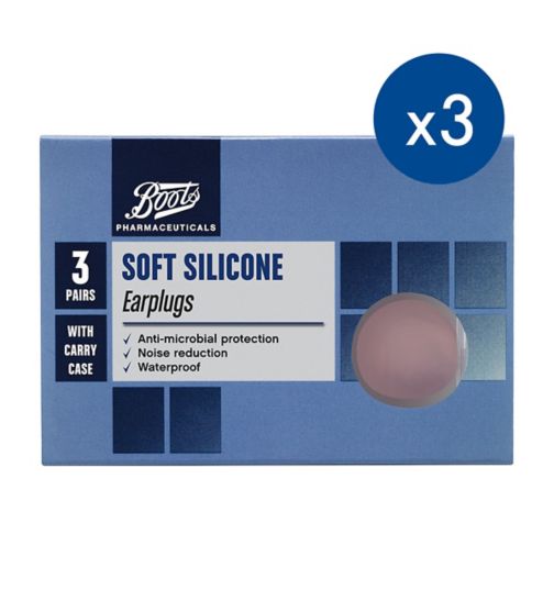 Boots Soft Silicone Earplugs - 3 Pairs;Boots Soft Silicone Earplugs - 3 Pairs x 3 Bundle;Boots Soft Silicone Earplugs 3 Pairs