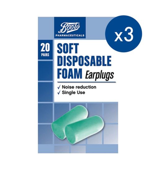 Boots Soft Disposable Ear Plugs;Boots Soft Disposable Ear Plugs 20 pairs;Boots Soft Disposable Ear Plugs x 3 Bundle