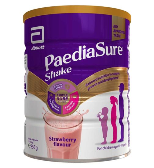PaediaSure Shake Nutritional Supplement Multivitamin Drink for Kids, Strawberry Flavour, 850g