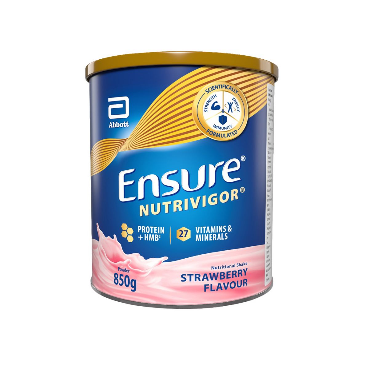 Ensure Nutrivigor, 850G, Strawberry Flavour Nutritional Shake, With Protein & 27 Vitamins Minerals
