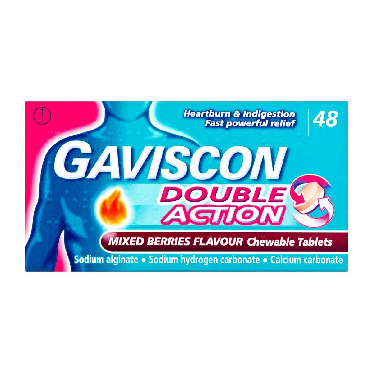 Gaviscon Double Action Mixed Berries Flavour Chewable Tablets 48S