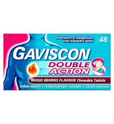 Click to view product details and reviews for Gaviscon Double Action Mixed Berries Flavour Chewable Tablets 48s.
