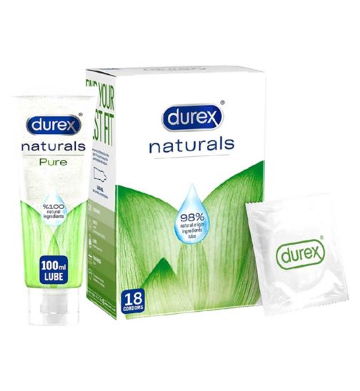 Durex Natural Condoms - 18 pack;Durex Natural Condoms 18s;Durex Naturals Condoms & Lube Bundle (18s & 100ml);Durex Naturals Intimate Gel 100ml;Durex Naturals Water Based Pure Lubricant Gel - 100 ml