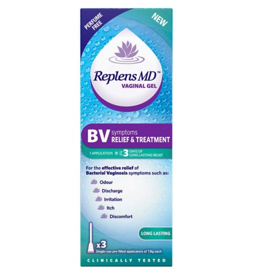 Replens MD BV symptoms RELIEF & TREATMENT Vaginal Gel 3 Pre-Filled Applicators