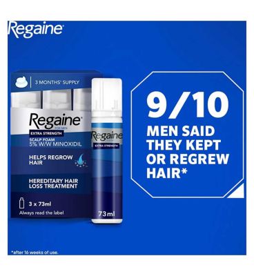 Regaine for Men Extra Strength Scalp Foam 5% w/w Cutaneous Foam - 3 Months Supply (6)