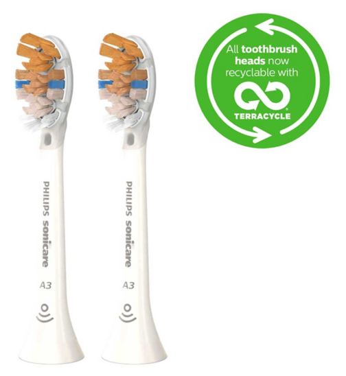 Philips Sonicare Premium All-in-One White Replacement Brush Heads 2 Pack  HX9092/10 - Boots