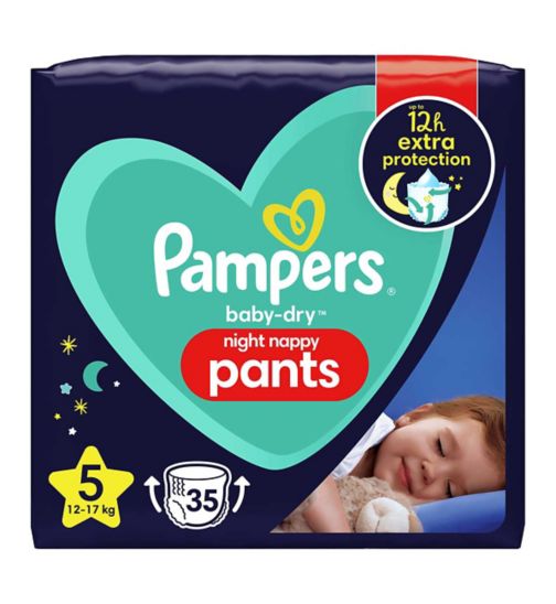 Pampers Baby-Dry Night Nappy Pants Size 5 35 Nappies - 12-17kg