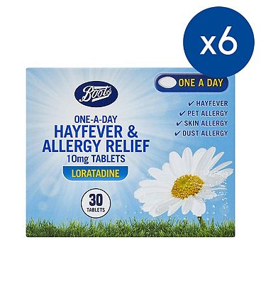 Boots One-a Day Hayfever & Allergy Relief 10mg Tablets (Loratadine)  6 x 30 tablets- 6 Months supply