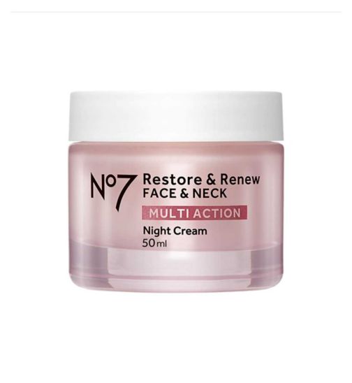 No7 Restore & Renew Face & Neck MULTI ACTION Night Cream 50ml Enhanced Formula