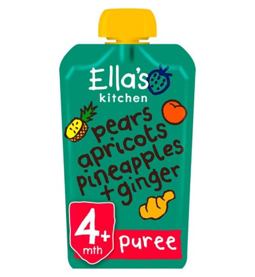 Ella's Kitchen Organic Pears, Apricots, Pineapples + Ginger Baby Food Pouch 4+ Months 120g