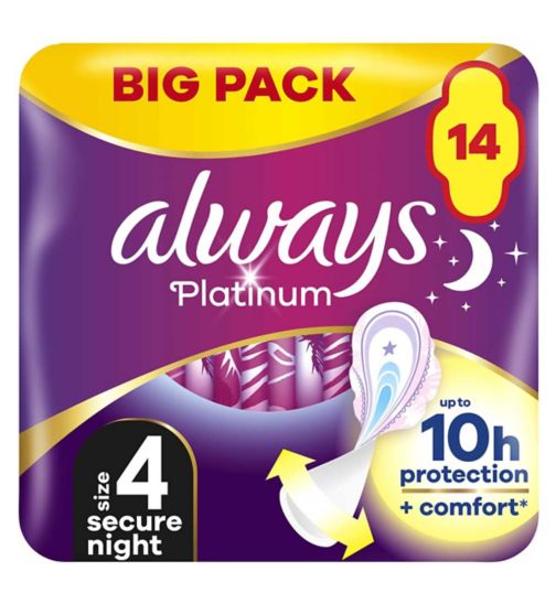 Always Platinum Secure Night (Size 4) 14 Pads