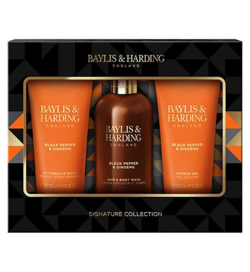 Baylis & Harding Signature Men's Black Pepper & Ginseng Luxury Bathing Trio Gift Set