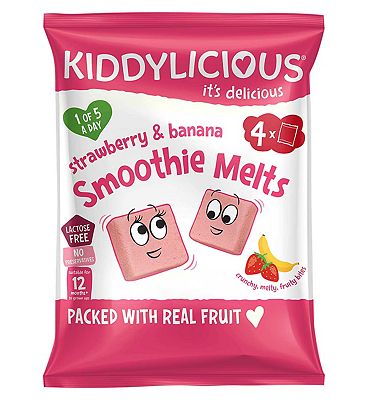 Kiddylicious Strawberry & Banana Smoothie Melts Multipack 4x6g