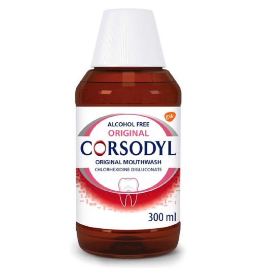 Corsodyl Gum Disease & Bleeding Gum Treatment, Antibacterial, Mouthwash, Original, Alcohol Free, 300 ml