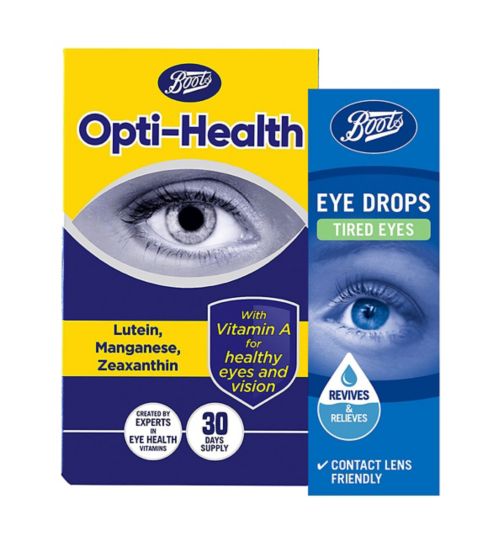 Boots Opti- Health - 30 days supply;Boots Opti- Health 30 Days Supply;Boots Tired Eyes Eye Drops;Boots Tired Eyes Eye Drops;Boots Vitamin & Eyecare Bundle 2